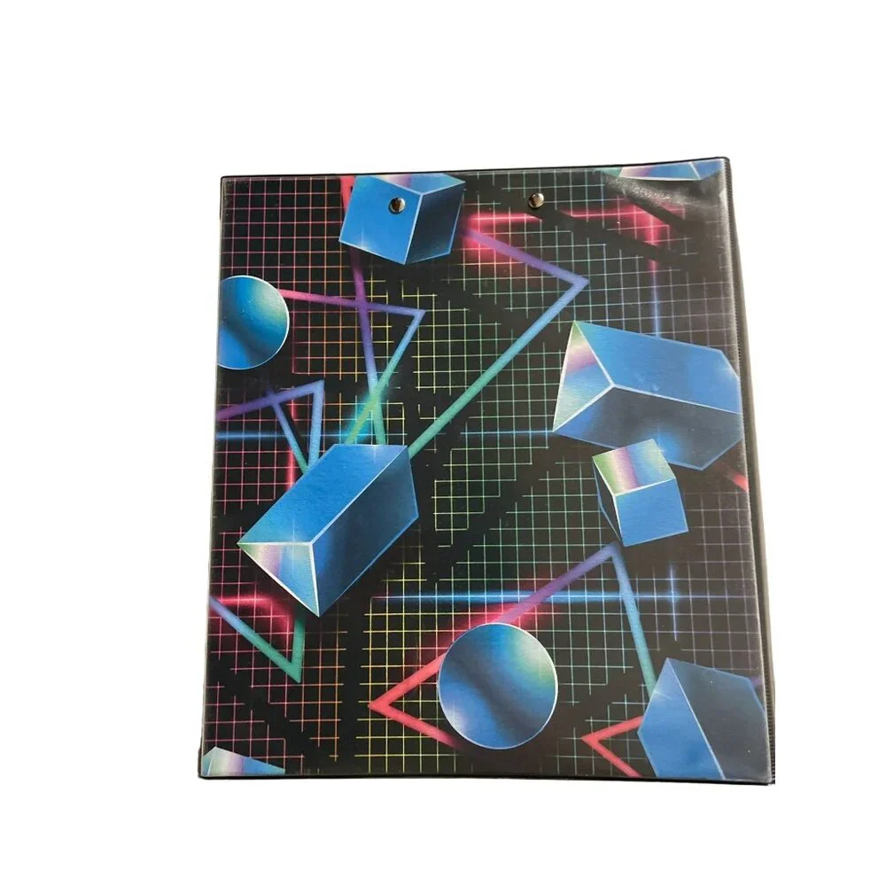 Mead Trapper Keeper NEW Black Pink Blue Geometric
